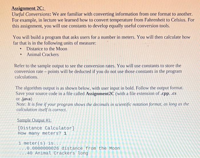 Solved Assignment 2C: Useful Conversions: We are familiar | Chegg.com