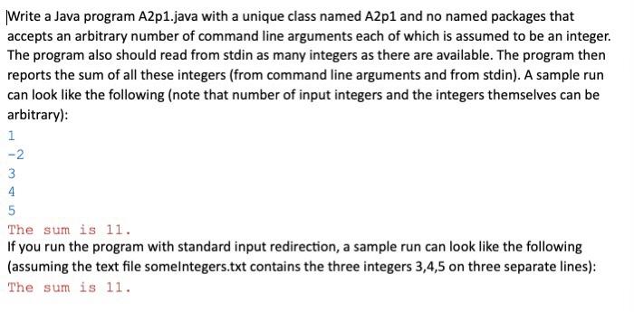 Solved Write a Java program A2p1.java with a unique class | Chegg.com