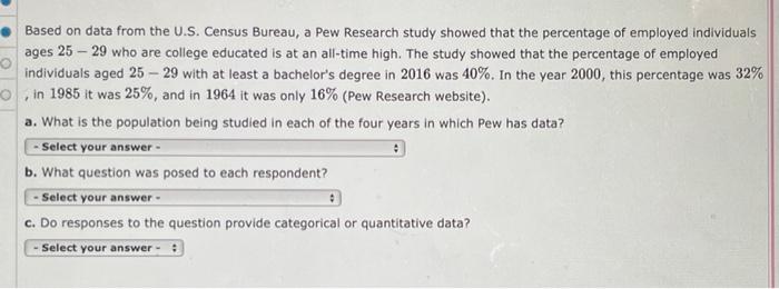 Solved Based On Data From The U.S. Census Bureau, A Pew | Chegg.com