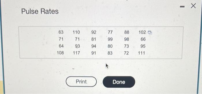 Solved Pulse Rates iType integers or decimals rounded to | Chegg.com