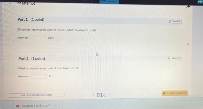 Solved 1st attempt Part 1 (1 point) See Hint Given this | Chegg.com