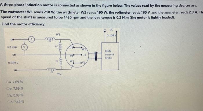 Solved A three-phase induction motor is connected as shown | Chegg.com