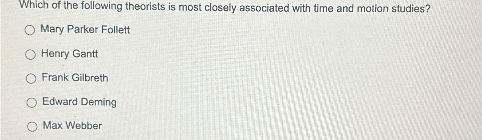 Solved Which of the following theorists is most closely | Chegg.com