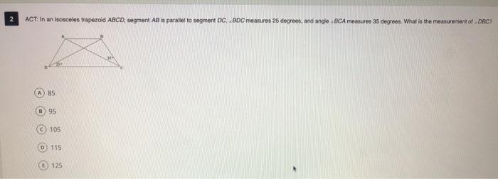 Solved ACT: All sides of a rhombus are the same length, as | Chegg.com