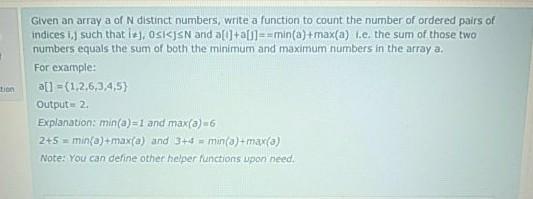 Solved Given an array a of N distinct numbers, write a | Chegg.com