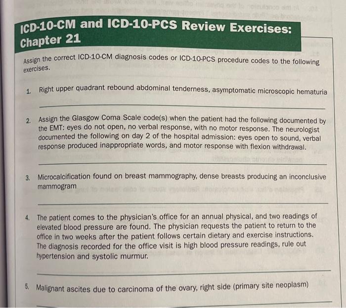 Solved Assign the correct ICD-10-CM diagnosis codes or | Chegg.com