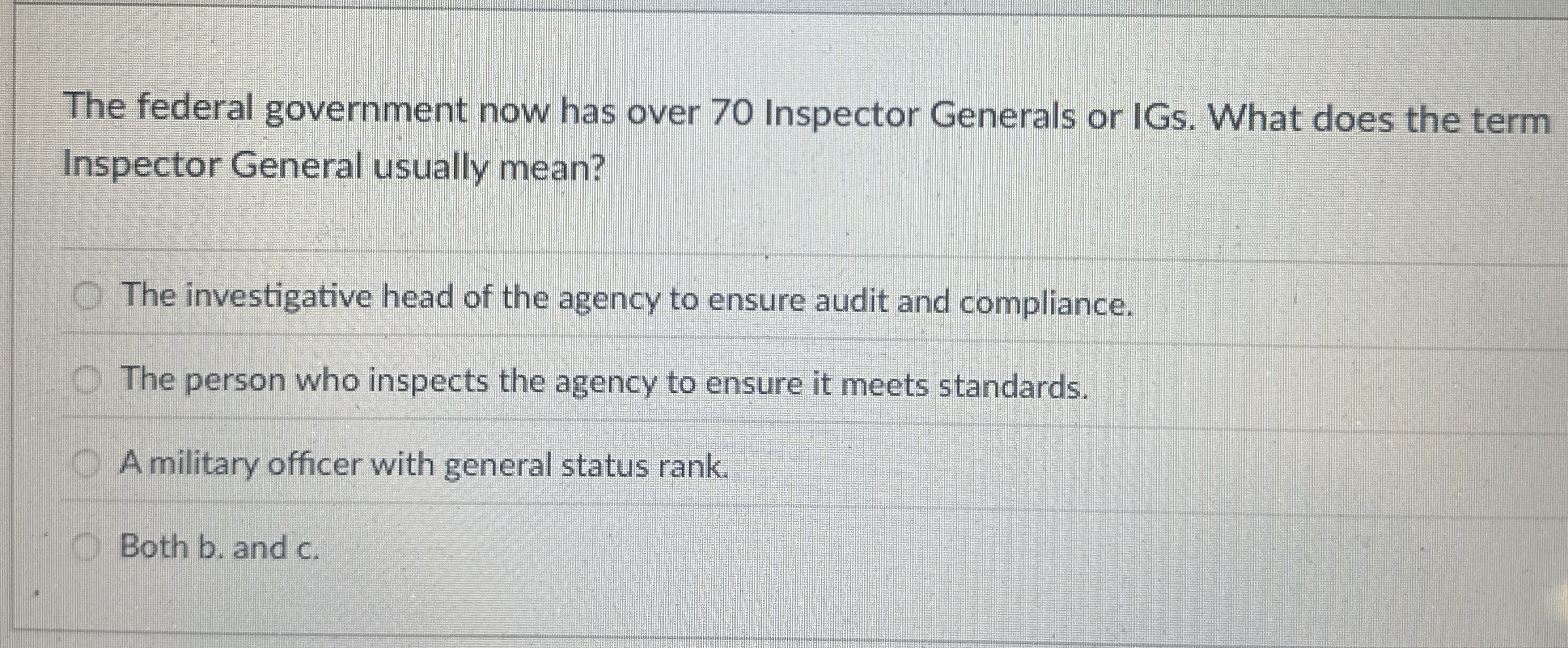 Solved The federal government now has over 70 ﻿Inspector | Chegg.com