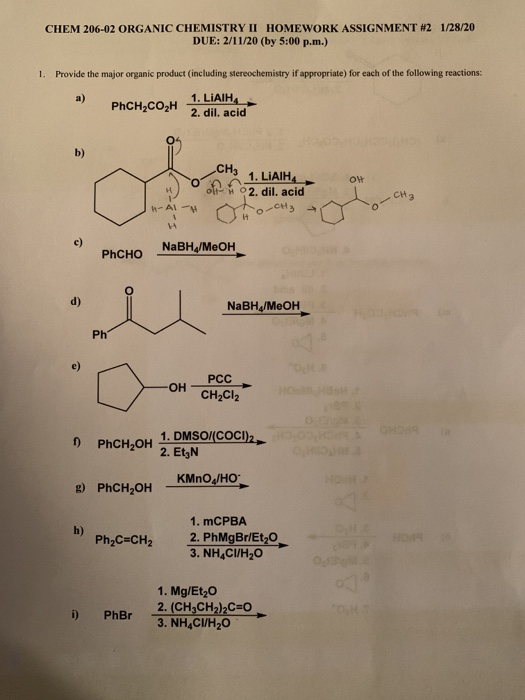 organic chemistry 2 homework