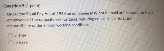 Solved Question 3 (1 point) The Civil Rights Act of 1964 has | Chegg.com