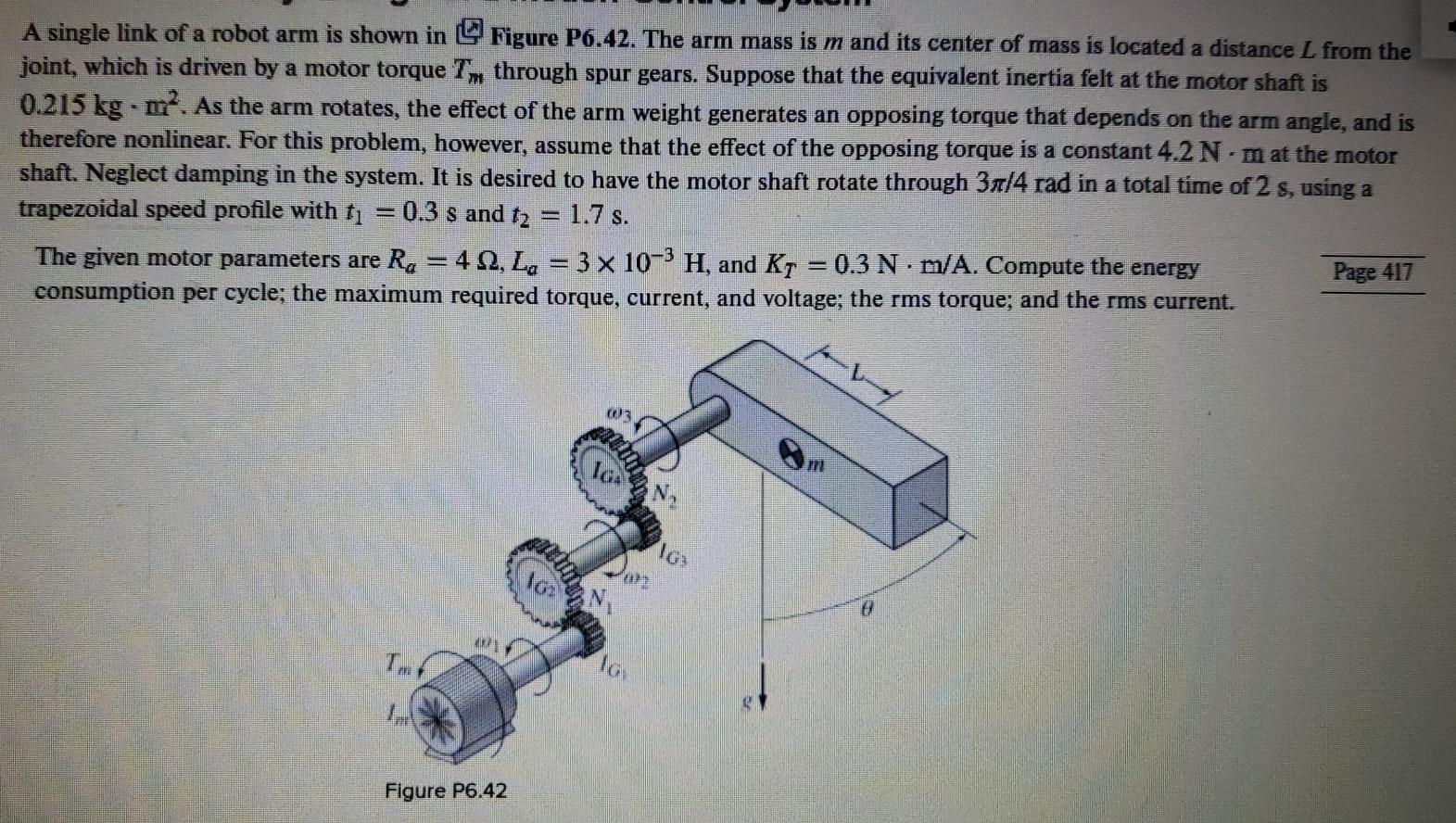 Solved A single link of a robot arm is shown in Figure | Chegg.com