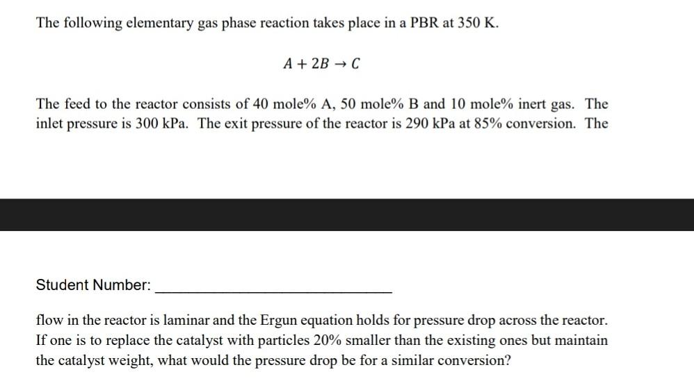 Solved The Following Elementary Gas Phase Reaction Takes | Chegg.com