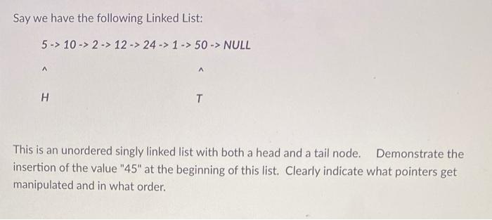 Solved Say we have the following Linked List: | Chegg.com