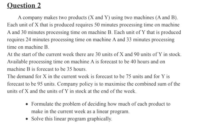 Solved Question 2 A company makes two products (X and Y) | Chegg.com