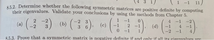 Solved 14 3 1 1 -1 11) 52. Determine whether the following | Chegg.com