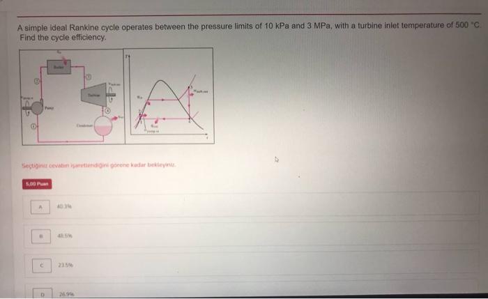 Solved A simple ideal Rankine cycle operates between the | Chegg.com