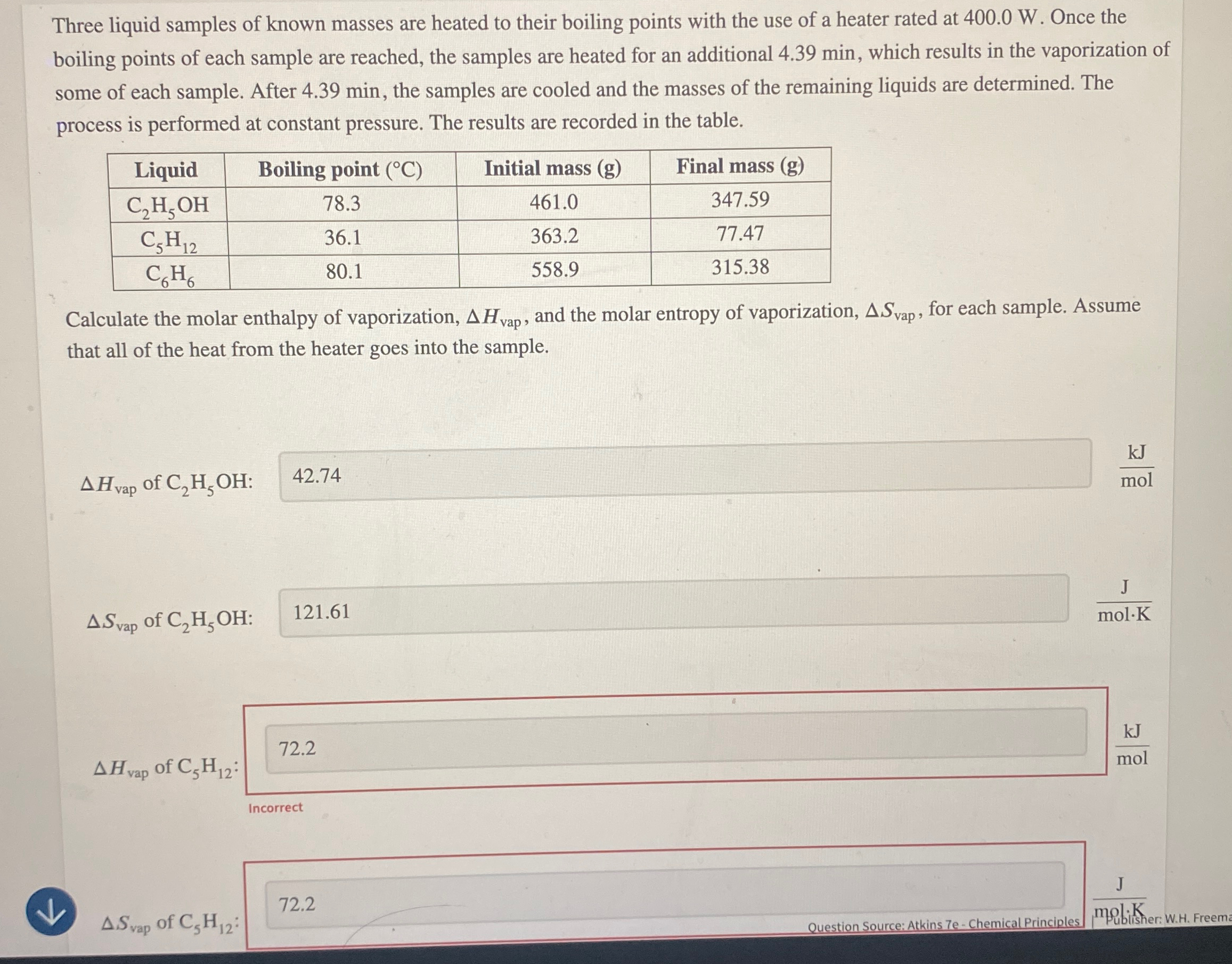 Solved Three liquid samples of known masses are heated to | Chegg.com