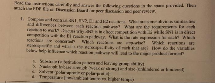 Solved Read the instructions carefully and answer the | Chegg.com