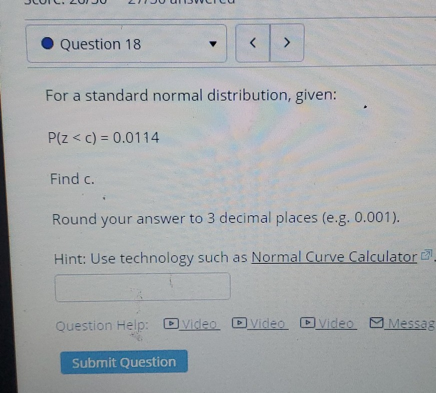 Solved Question 18 For a standard normal distribution Chegg