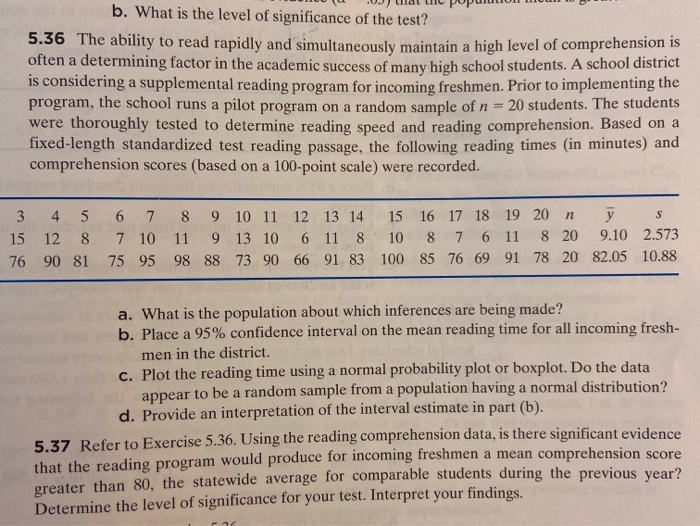 Solved b. What is the level of significance of the test? | Chegg.com