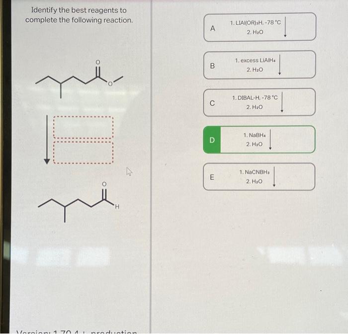 Solved Identify the best reagents to complete the following | Chegg.com