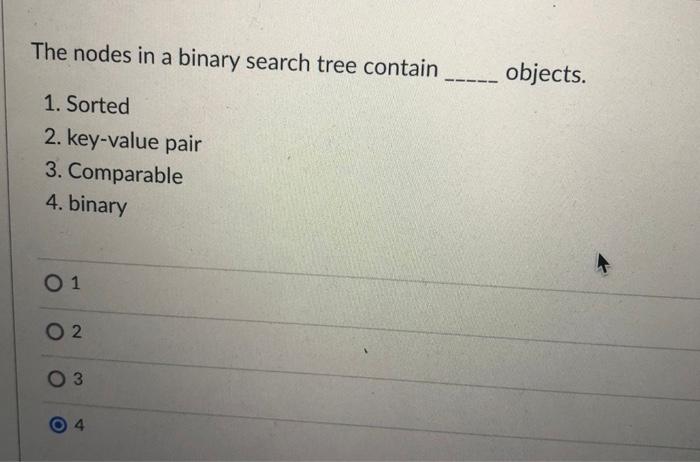 Solved The nodes in a binary search tree contain objects. 1. | Chegg.com image.