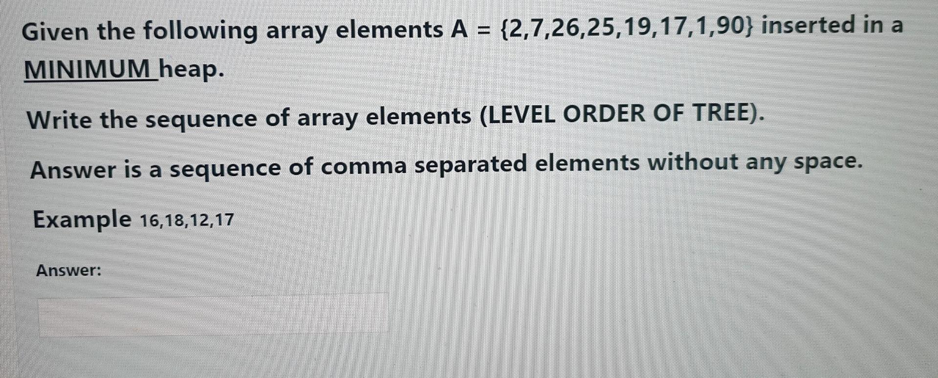 Solved Given The Following Array Elements A = | Chegg.com