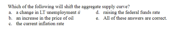 Solved Which of the following will shift the aggregate | Chegg.com