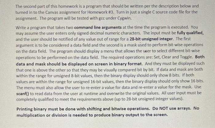 Solved The second part of this homework is a program that | Chegg.com