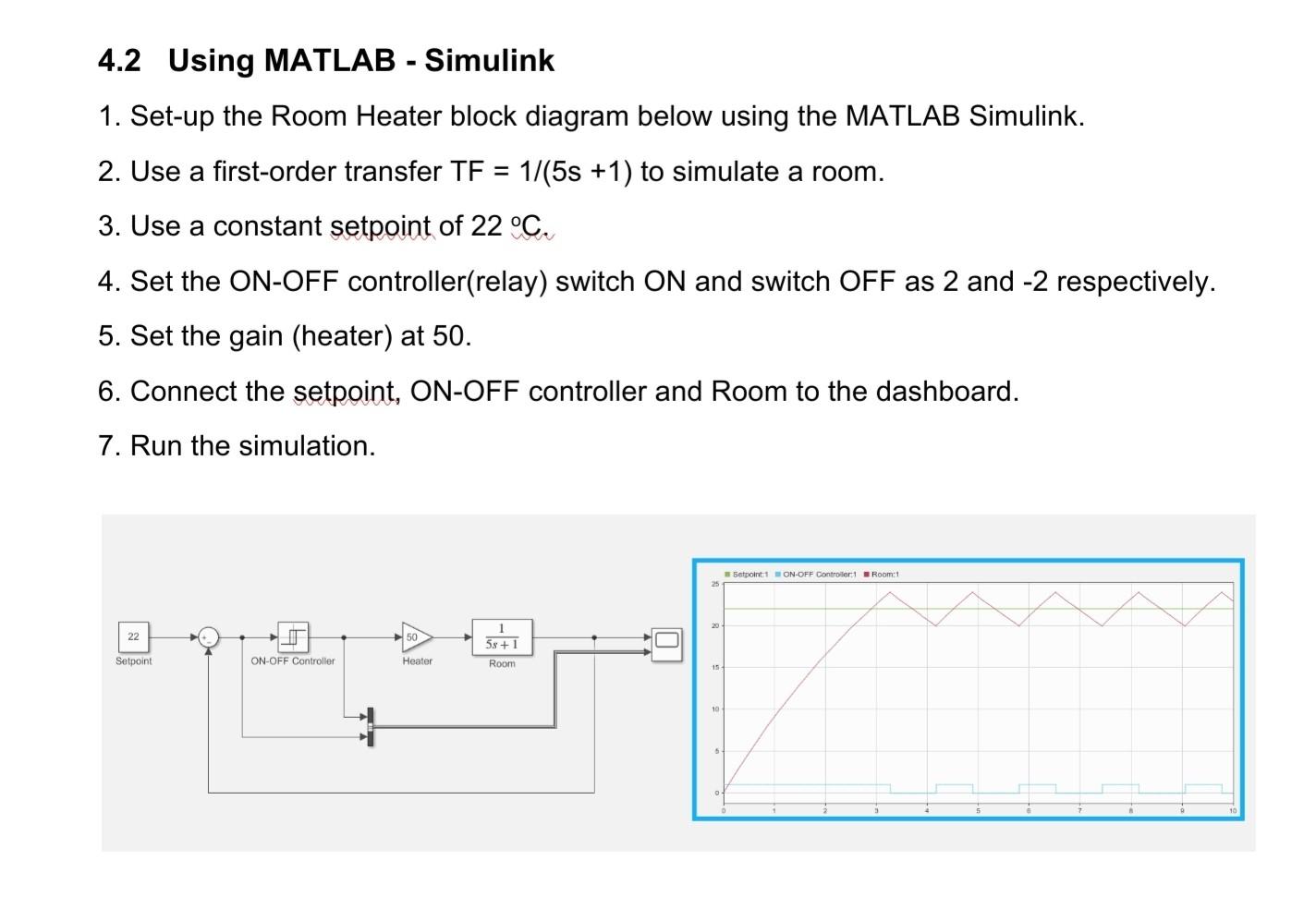 Solved 4.2 Using MATLAB - Simulink 1. Set-up the Room Heater | Chegg.com