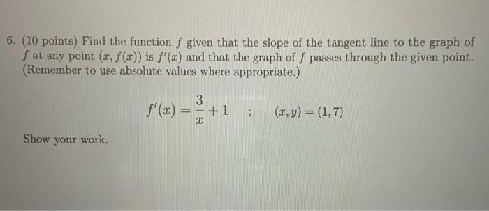 Solved 6. (10 points) Find the function f given that the | Chegg.com