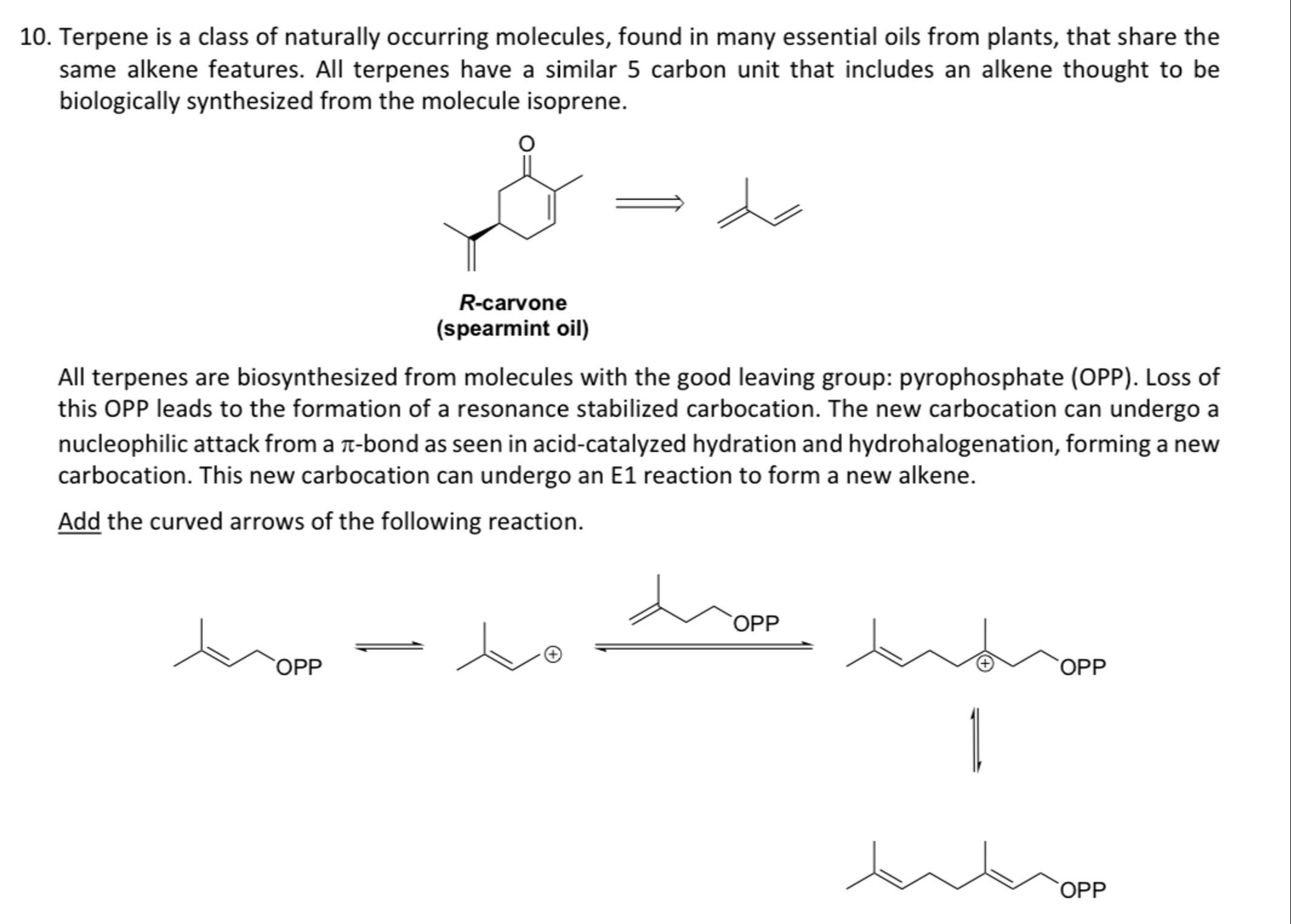 Solved Terpene is a class of naturally occurring molecules, | Chegg.com