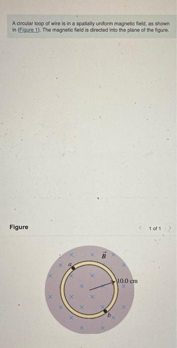 Solved A circular loop of wire is in a spatially uniform | Chegg.com