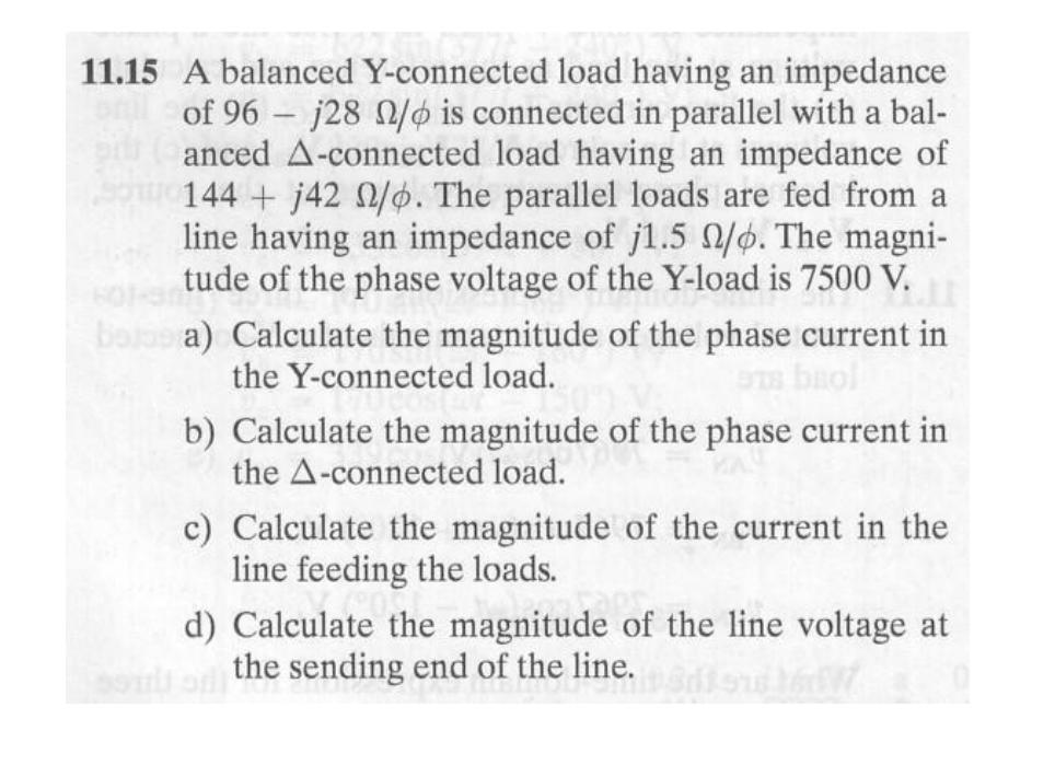 Solved 11.15 ﻿A balanced Y -connected load having an | Chegg.com