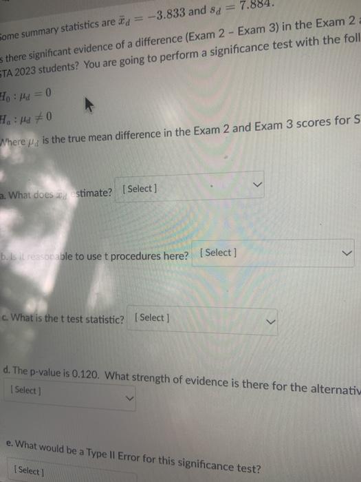 Solved Instructions Question 1 In a recent STA 2023 class a | Chegg.com