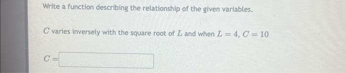 Write a function describing the relationship of the | Chegg.com