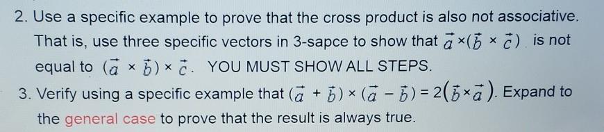 Solved 2. Use a specific example to prove that the cross | Chegg.com