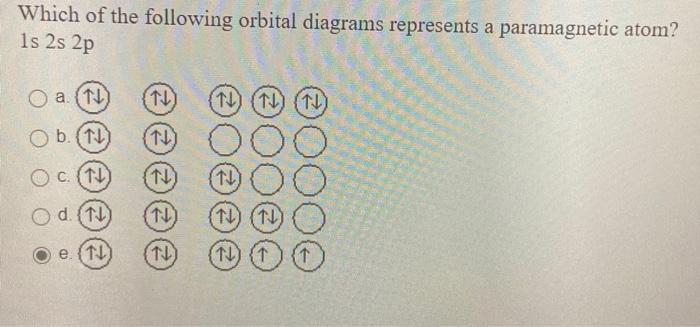 Solved Which of the following orbital diagrams represents a | Chegg.com