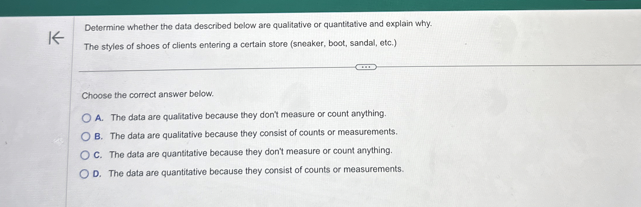 Solved Determine whether the data described below are | Chegg.com