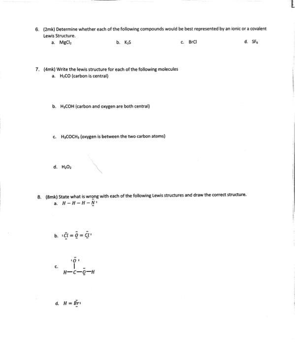 Solved 6. (2mk) Determine whether each of the following | Chegg.com