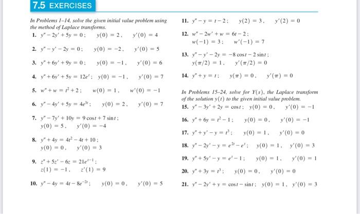 Solved 7.5 EXERCISES In Problems 1-14. solve the given | Chegg.com