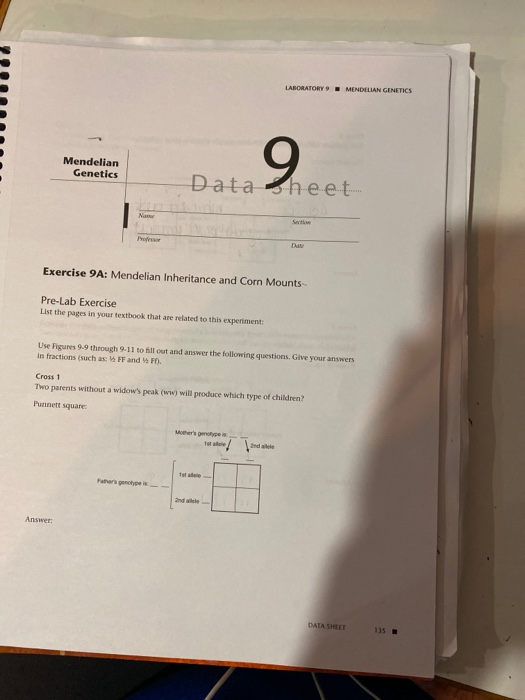 Solved LABORATO AN GENETICS Mendelian Genetics Data Sheet | Chegg.com