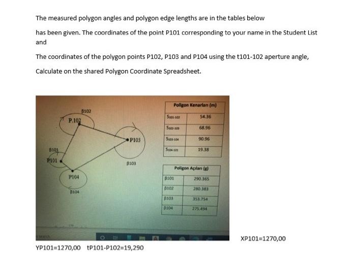 The measured polygon angles and polygon edge lengths | Chegg.com
