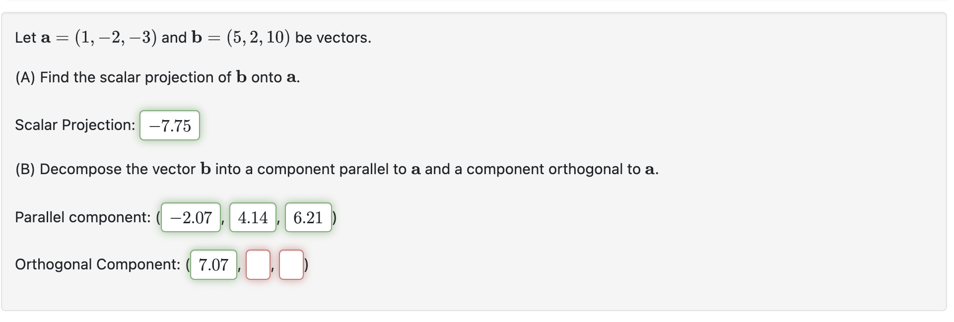 Solved Let a=(1,-2,-3) ﻿and b=(5,2,10) ﻿be vectors.(B) | Chegg.com