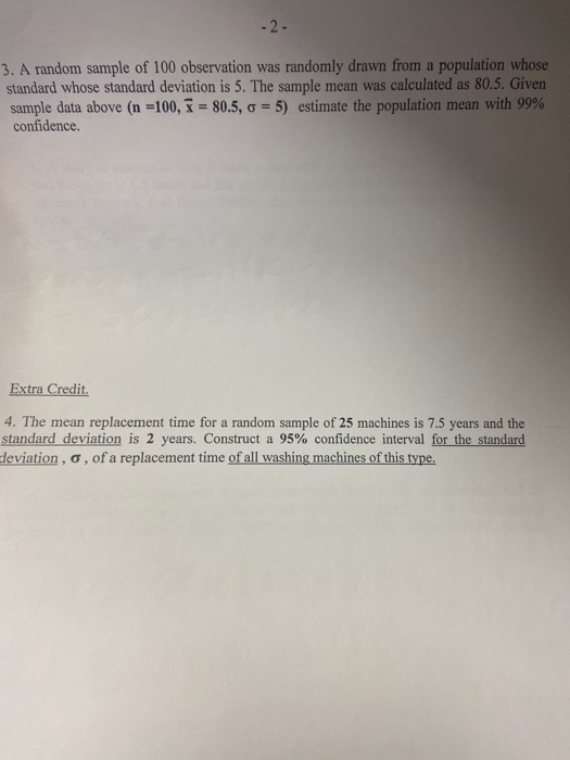 Solved - 2 - 3. A random sample of 100 observation was | Chegg.com