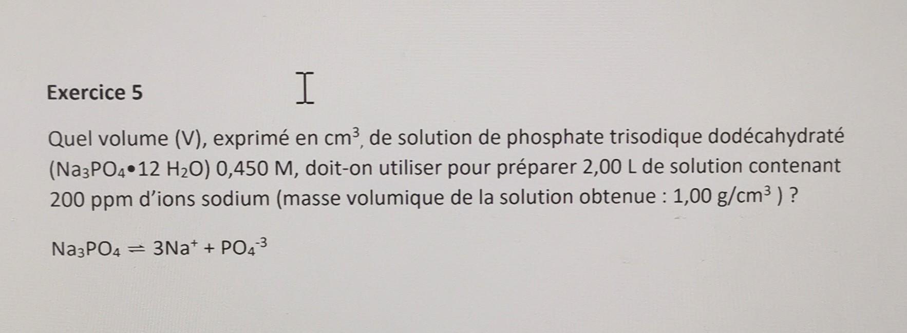 Solved Quel volume (V), exprimé en cm3, de solution de | Chegg.com