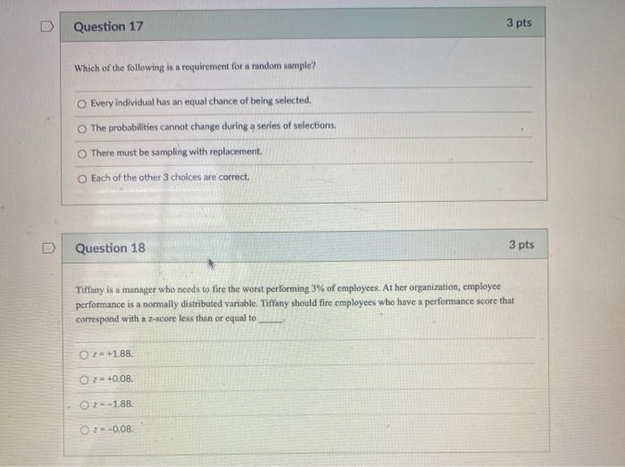 Solved D Question 17 3 pts Which of the following is a | Chegg.com