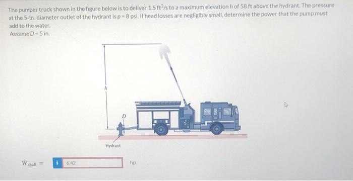 Solved The pumper truck shown in the figure below is to | Chegg.com