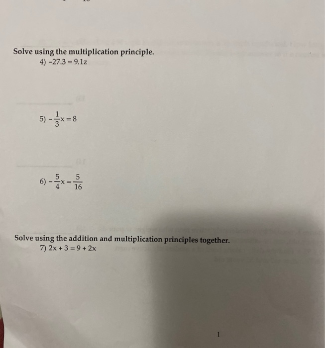 Solved Solve using the multiplication principle. 4) -27.3 = | Chegg.com