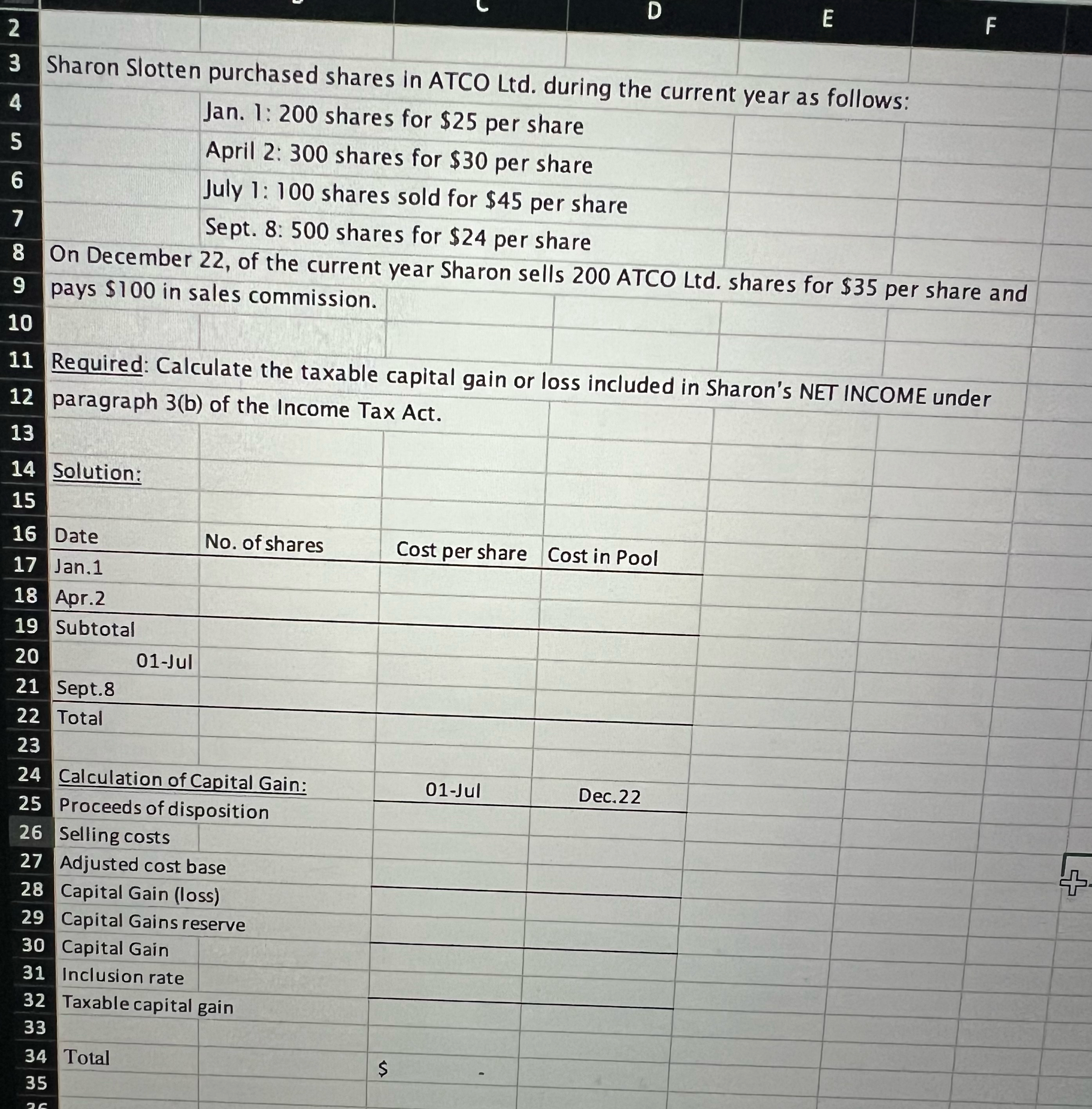 Solved Please solve this problem directly on Excel | Chegg.com