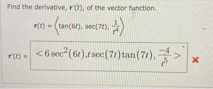 Solved Find the derivative, r′(t), of the vector function. | Chegg.com